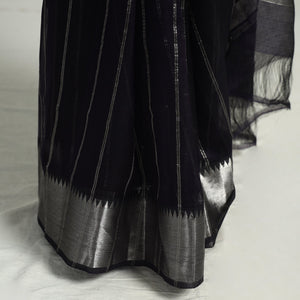 Black - Mangalagiri Handloom Silk Cotton Saree with Zari Border