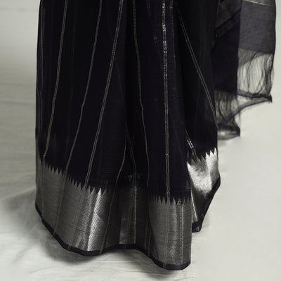 Black - Mangalagiri Handloom Silk Cotton Saree with Zari Border