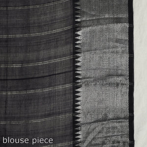 Black - Mangalagiri Handloom Silk Cotton Saree with Zari Border