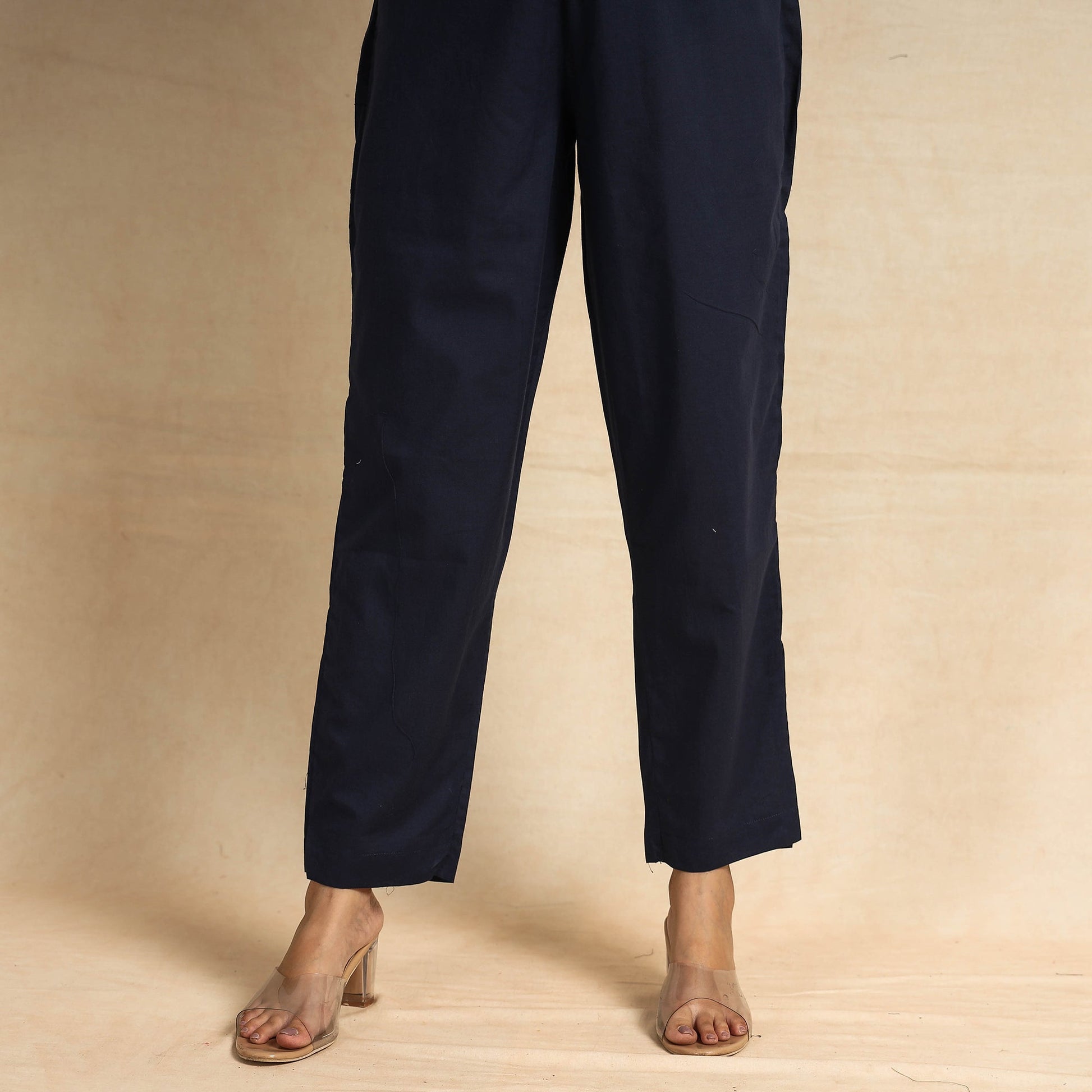 Blue - Hand Block Printed Cotton Kaftan & Pyjama Night Suit Set
