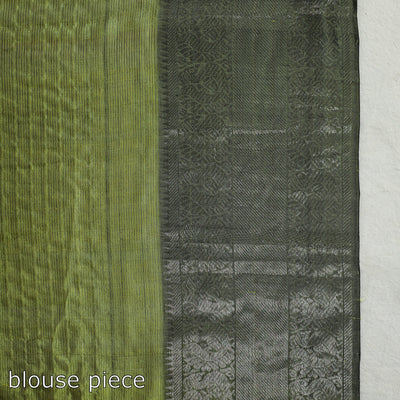 Green - Mangalagiri Handloom Silk-Cotton Zari Stripe Saree
