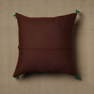 Brown - Kantha Stitch Ikat Cotton Cushion Cover (16 x 16 in) 16