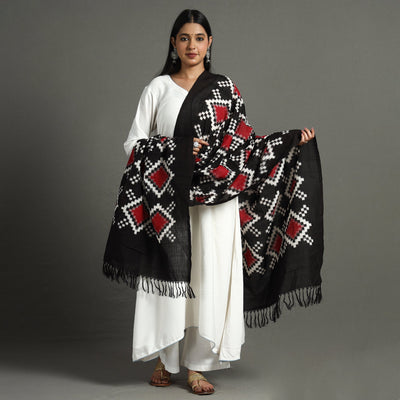Black - Telia Rumal Pochampally Double Ikat Cotton Handloom Dupatta