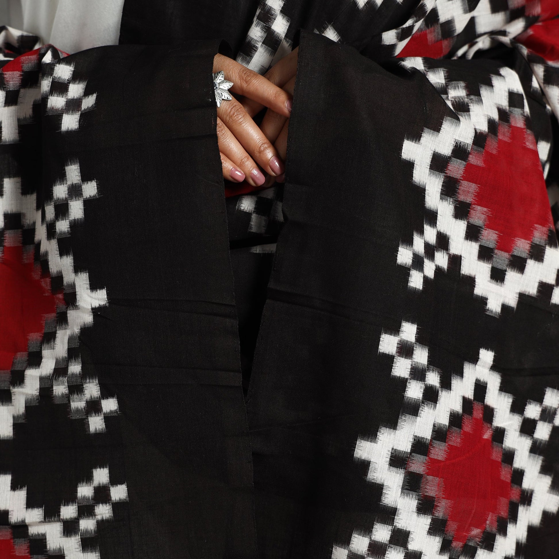 Black - Telia Rumal Pochampally Double Ikat Cotton Handloom Dupatta