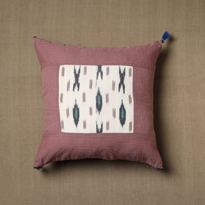 Brown - Kantha Stitch Ikat Cotton Cushion Cover (16 x 16 in) 01