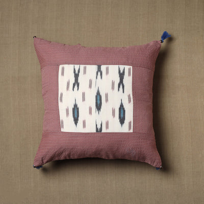 Brown - Kantha Stitch Ikat Cotton Cushion Cover (16 x 16 in) 01