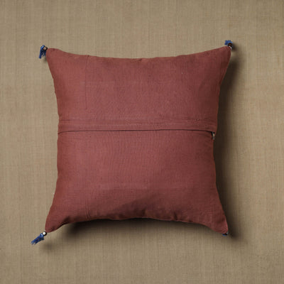 Brown - Kantha Stitch Ikat Cotton Cushion Cover (16 x 16 in) 01