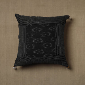 Black - Kantha Stitch Ikat Cotton Cushion Cover (16 x 16 in) 26