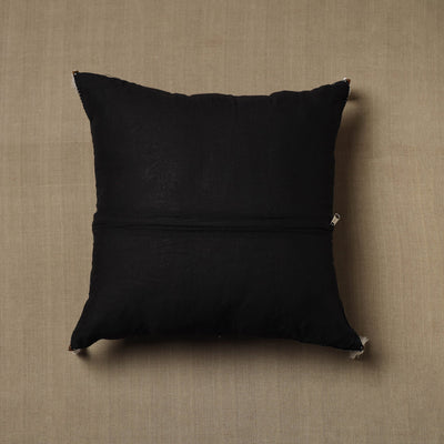 Black - Kantha Stitch Ikat Cotton Cushion Cover (16 x 16 in) 26