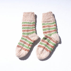 Beige  - Kumaun Hand Knitted Woolen Socks - Kids