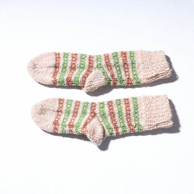 Beige  - Kumaun Hand Knitted Woolen Socks - Kids