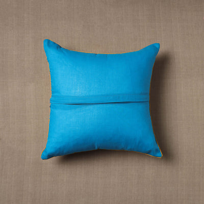 Blue - Block Print Cotton Sanganeri Cushion Cover (16 x 16 in) 19