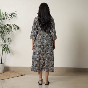 Black - Pedana Kalamkari Block Printed Cotton Dress 13