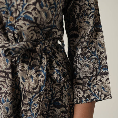 Black - Pedana Kalamkari Block Printed Cotton Dress 13