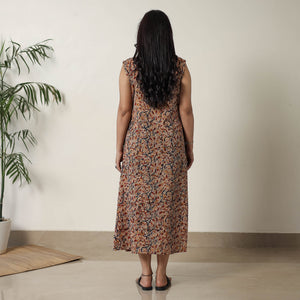Beige - Pedana Kalamkari Block Printed Cotton Dress 17