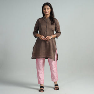 Baby Pink - Silk Tapered Casual Pant for Women 02