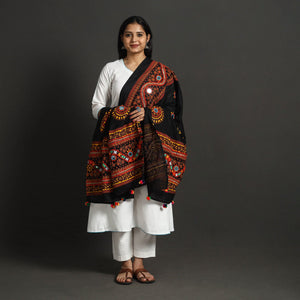 Mirror Work Printed Cotton Kutch Embroidery Dupatta 02