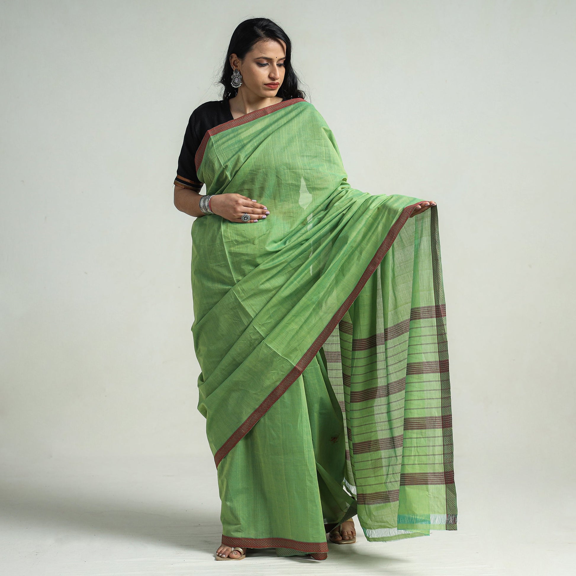 Green - Mangalagiri Krishna Handloom Cotton Saree