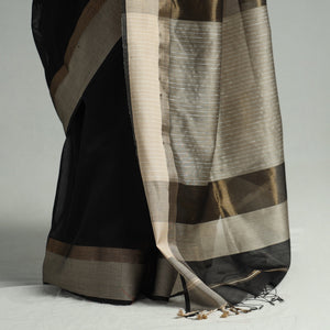 Black - Traditional Handloom Maheshwari Silk Cotton Saree 58