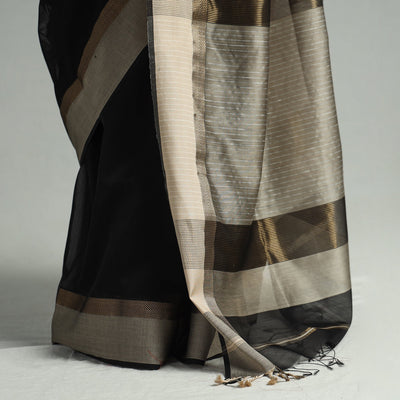 Black - Traditional Handloom Maheshwari Silk Cotton Saree 58