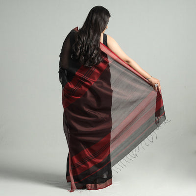Black - Traditional Handloom Maheshwari Silk Cotton Saree  59