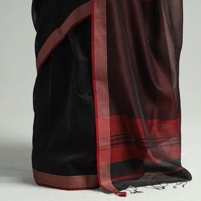 Black - Traditional Handloom Maheshwari Silk Cotton Saree  59