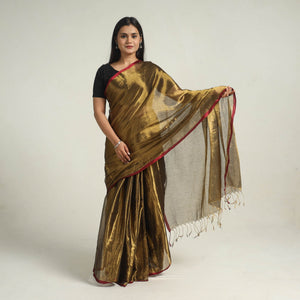 Brown - Bengal Fine Tissue Zari Saree 03