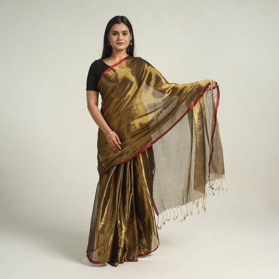 Brown - Bengal Fine Tissue Zari Saree 03