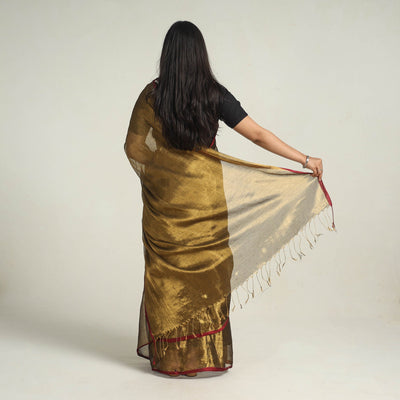 Brown - Bengal Fine Tissue Zari Saree 03