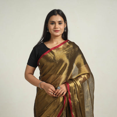 Brown - Bengal Fine Tissue Zari Saree 03