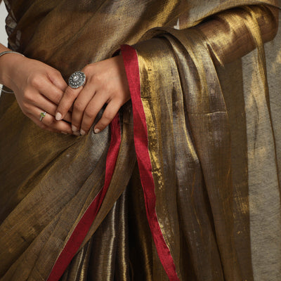 Brown - Bengal Fine Tissue Zari Saree 03
