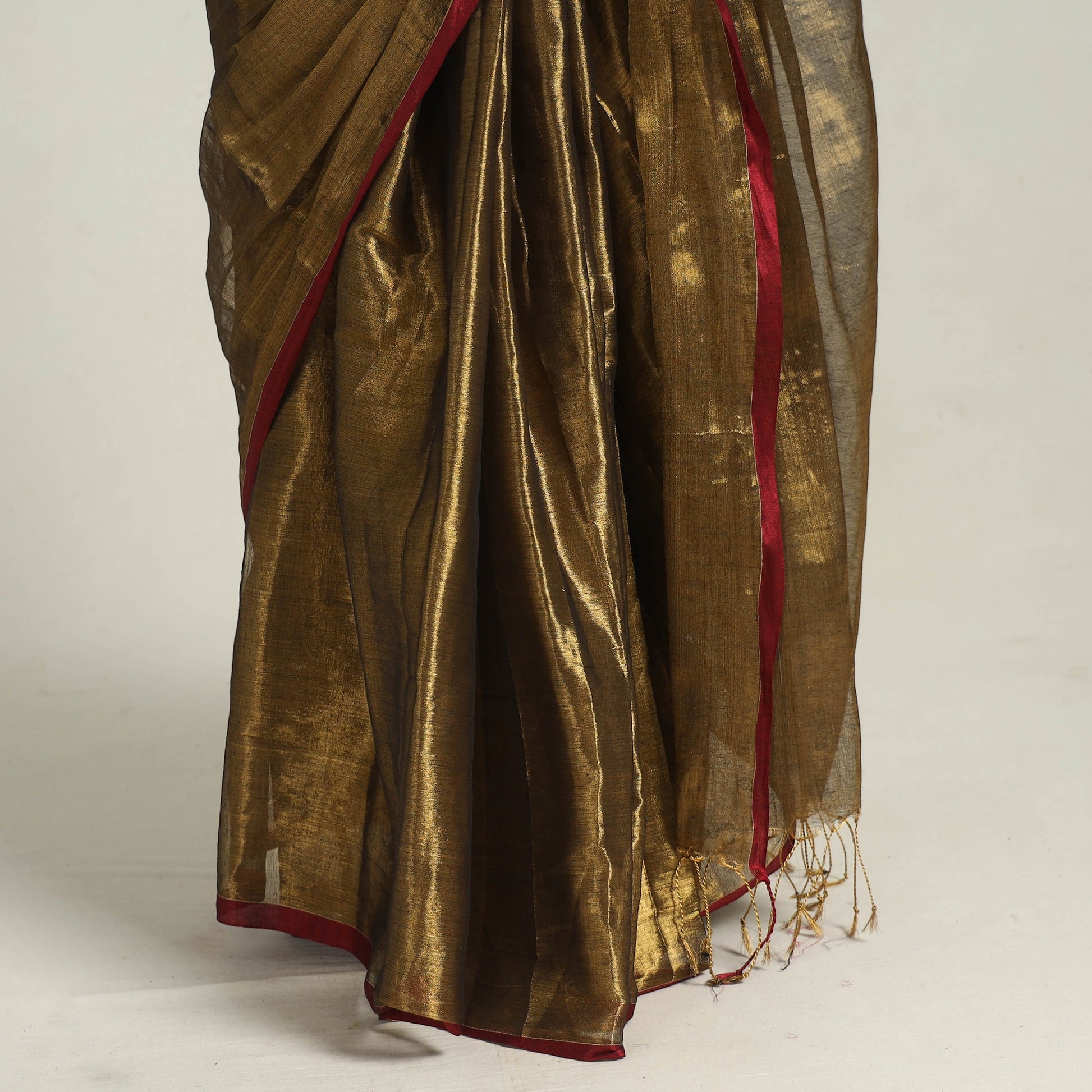 Brown - Bengal Fine Tissue Zari Saree 03
