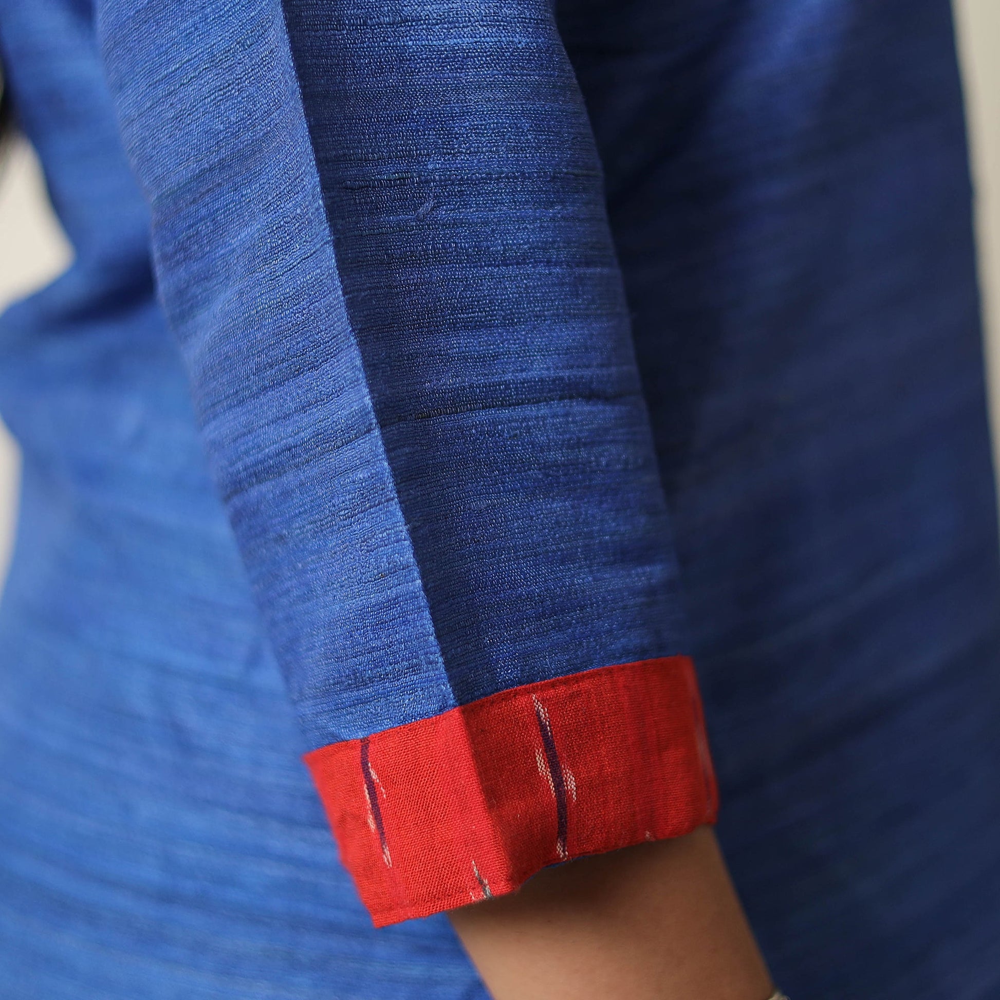 Blue - Bhagalpuri Handwoven Desi Tussar Silk Straight Kurta 08
