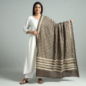Brown - Akola Block Printed Cotton Dupatta 29