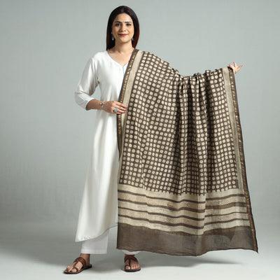 Brown - Akola Block Printed Cotton Dupatta 29
