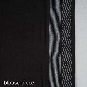 Black - Block Printed Mul Cotton Sanganeri Saree