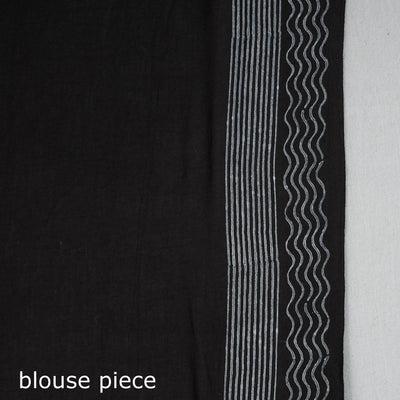 Black - Block Printed Mul Cotton Sanganeri Saree