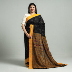Black - Sambalpuri Ikat Weave Handloom Cotton Saree