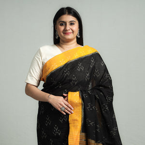 Black - Sambalpuri Ikat Weave Handloom Cotton Saree