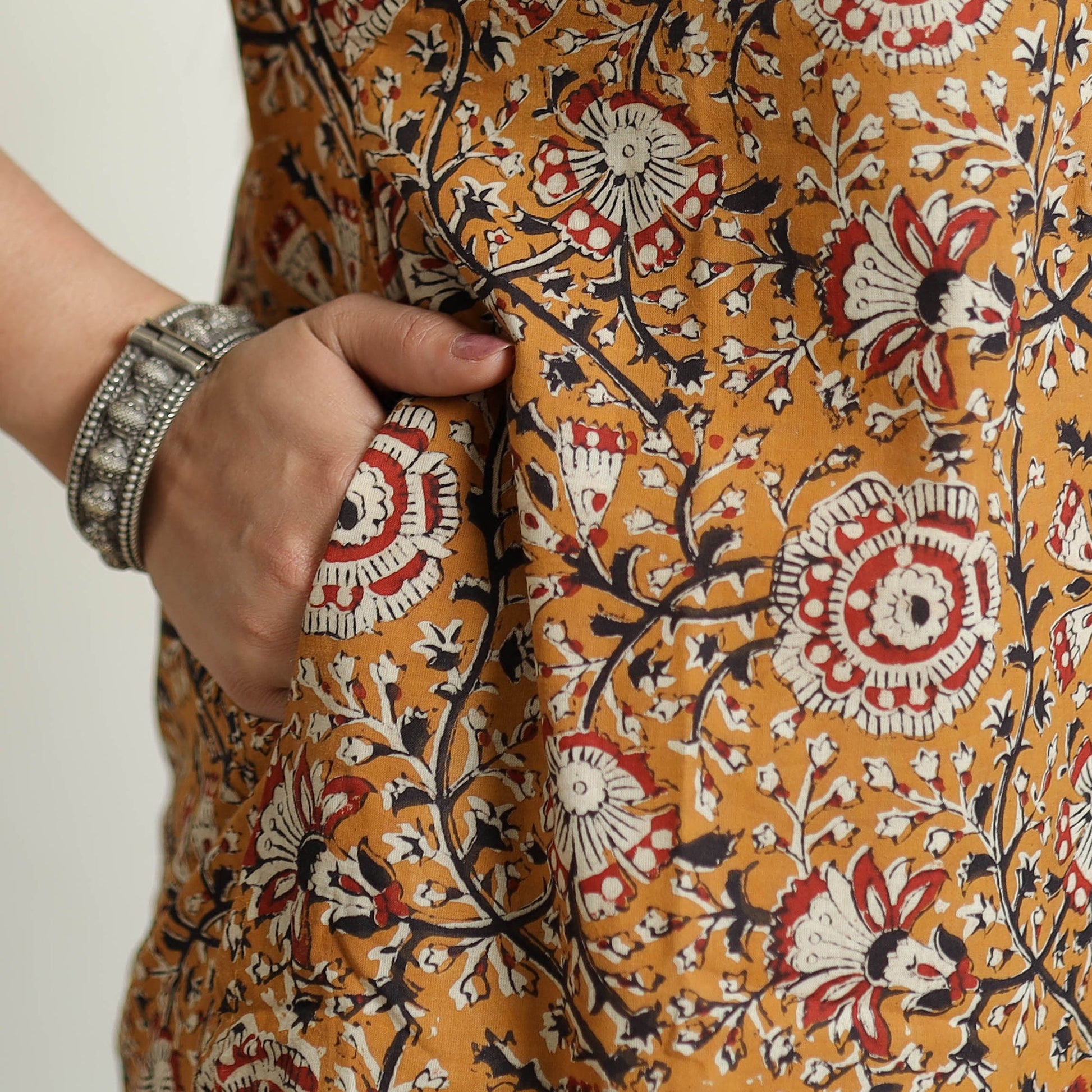 Brown - Bagru Hand Block Printed Cotton Long Straight Kurta