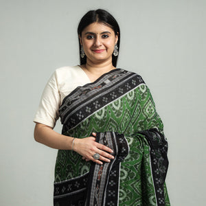 Black - Sambalpuri Double Ikat Weave Handloom Cotton Saree