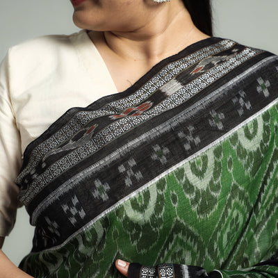 Black - Sambalpuri Double Ikat Weave Handloom Cotton Saree