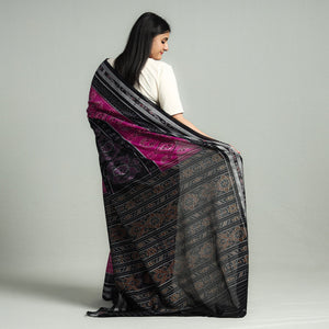 Black - Sambalpuri Double Ikat Weave Handloom Cotton Saree