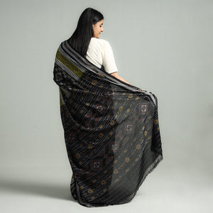 Black - Sambalpuri Double Ikat Weave Handloom Cotton Saree
