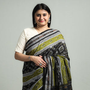 Black - Sambalpuri Double Ikat Weave Handloom Cotton Saree