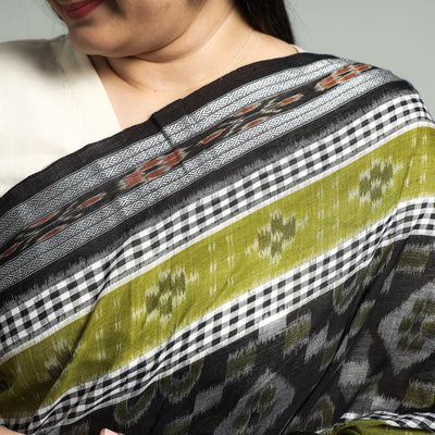 Black - Sambalpuri Double Ikat Weave Handloom Cotton Saree