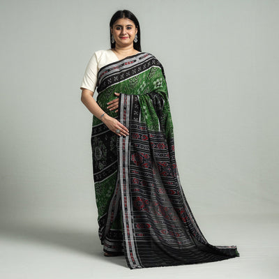 Black - Sambalpuri Ikat Weave Handloom Cotton Saree