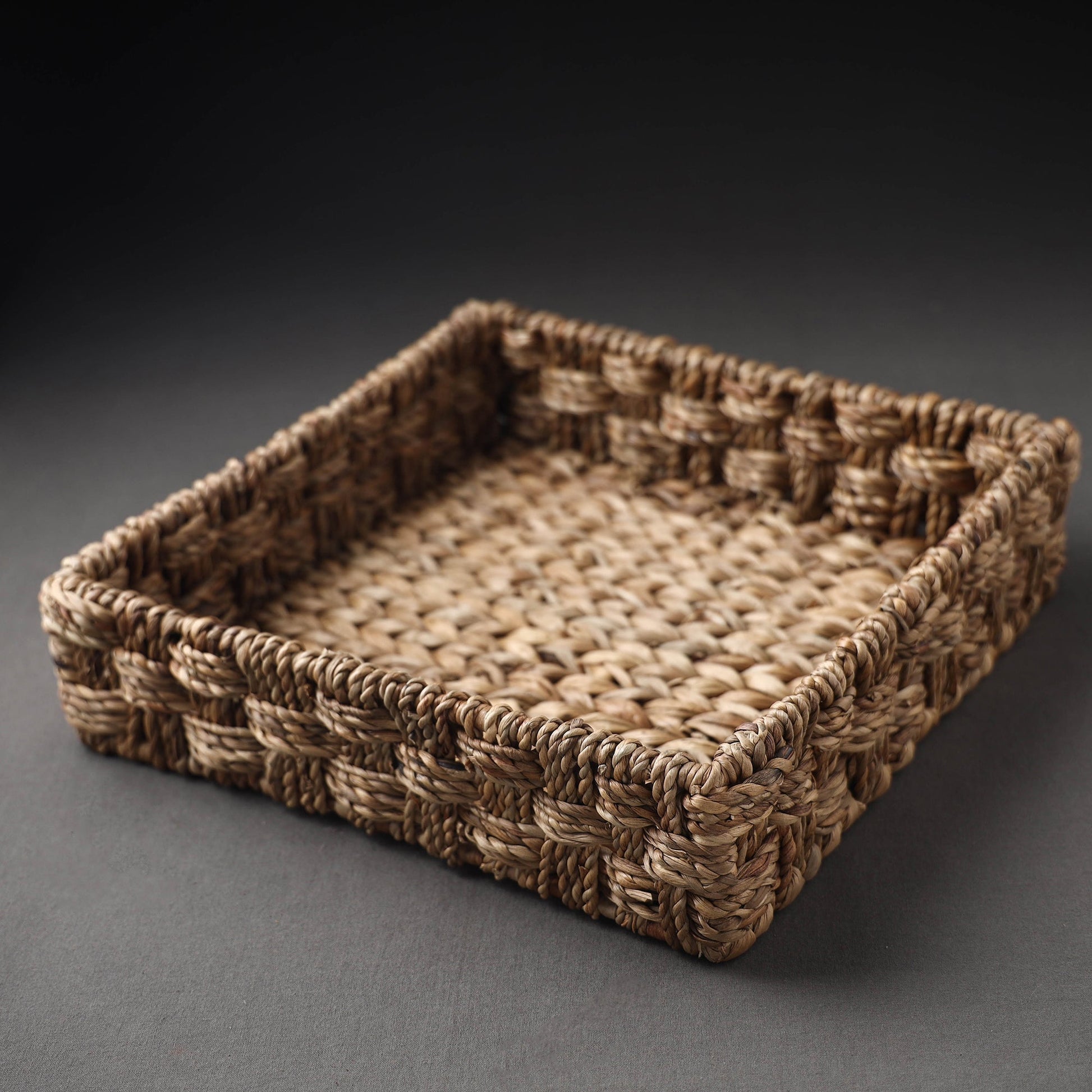 Brown - Handcrafted Organic Water Hyacinth Multipurpose Square Tray