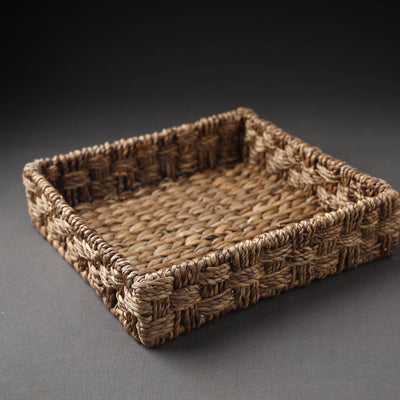 Brown - Handcrafted Organic Water Hyacinth Multipurpose Square Tray