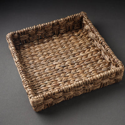 Brown - Handcrafted Organic Water Hyacinth Multipurpose Square Tray
